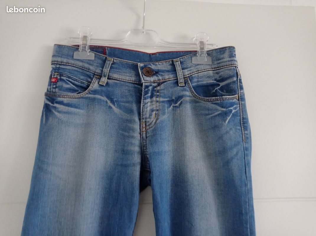 Pantalon Jeans Miss Sixty Délavé Troué - Taille Basse - Taille W28/L30 - Vintage Y2K
