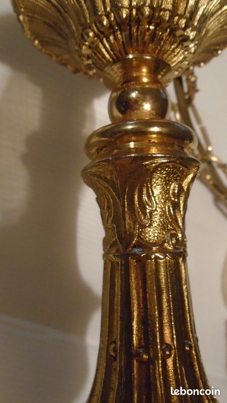 Lustre français à neuf lumières D'ore en bronze doré et patiné - En vente sur 1s