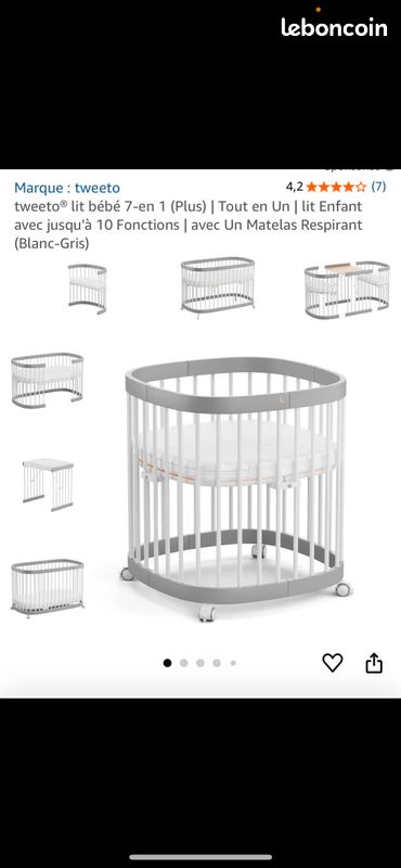 Lit bébé enfant 7en1 très bon état (image 1)