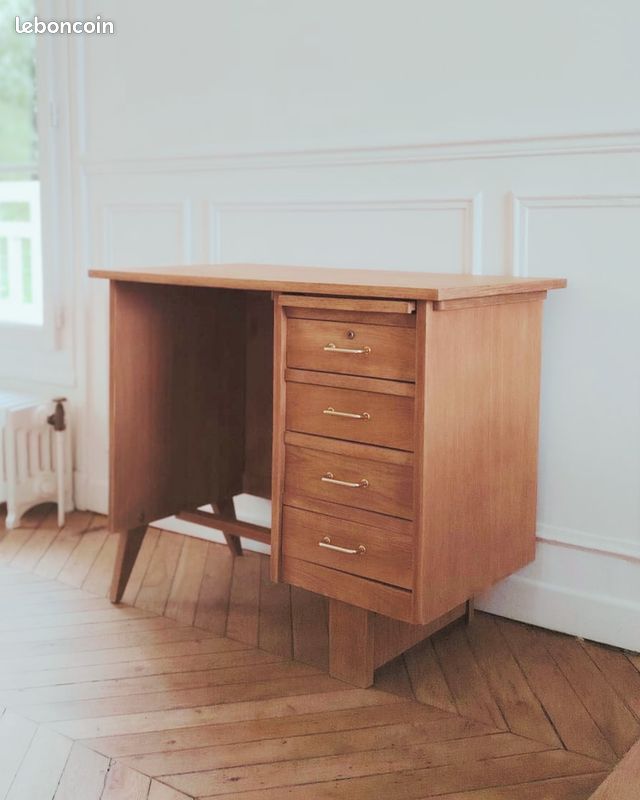 Bureau vintage rénové, style scandinave, années 50-60 (image 4)