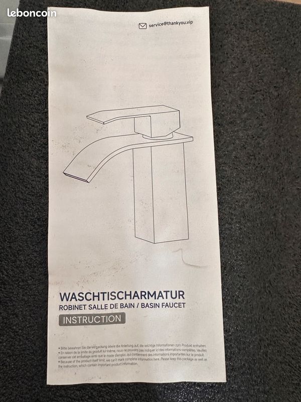 Paire de robinets cascade noirs mats CECIPA – Neufs pour salle de bain (image 7)