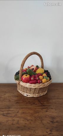 Ancien Panier De Pêche En Osier Bandoulière -usage ou Decoration Rétro