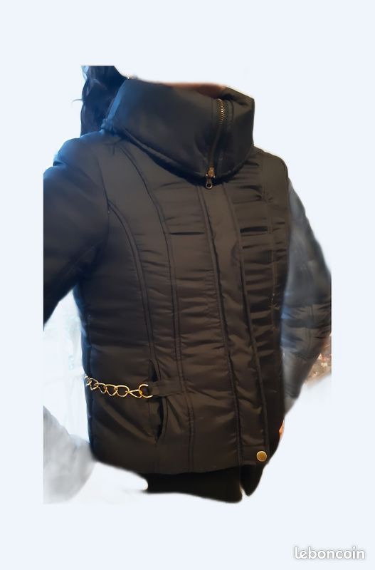 Manteau noir femme col haut T36-T38 (image 1)