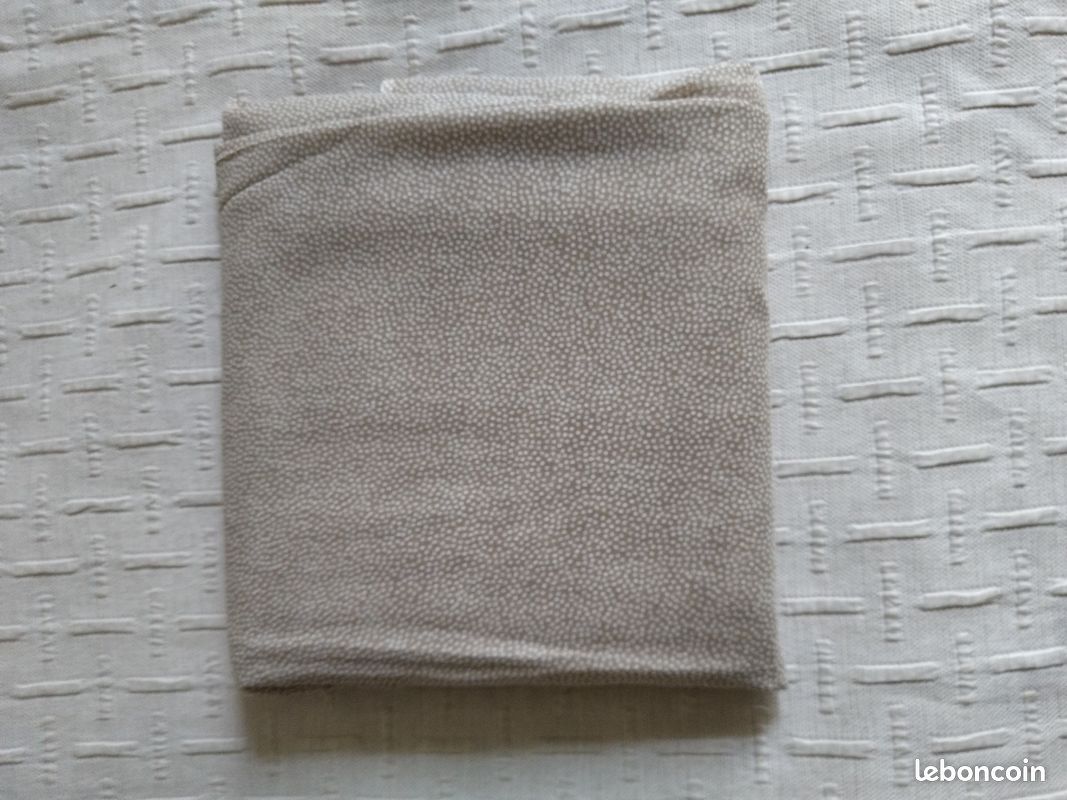 Tissu - coupon marron clair et pois blanc -140 X 360 (image 3)
