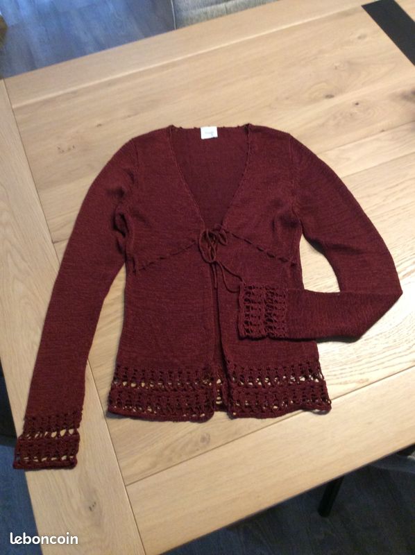 Gilet fin Camaieu femme couleur bordeau Taille 38 Vêtements