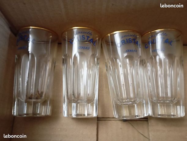 6 verres vintages Anisette Cristal Anis aux liserés dorés - Italy – Le