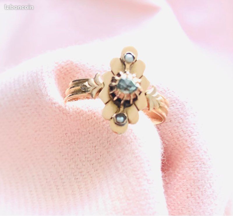 Bague Antique Or 18k Diamants Taille Rose - Monture Enroulement Circa 1900 - Taille 53