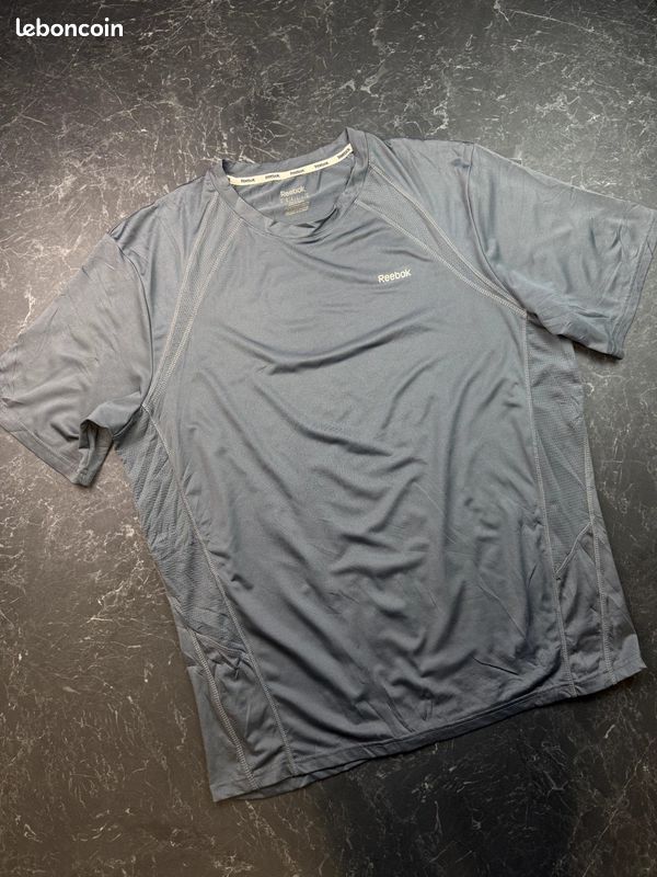 T-shirt Reebok sport respirant haut empiècements en mesh Running gris Homme Taille XL (image 2)