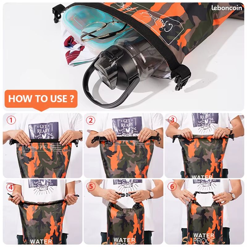 Sac à Dos Étanche 25L MORAINJAY - Fermeture Enroulable Pour Kayak, Randonnée, Camping