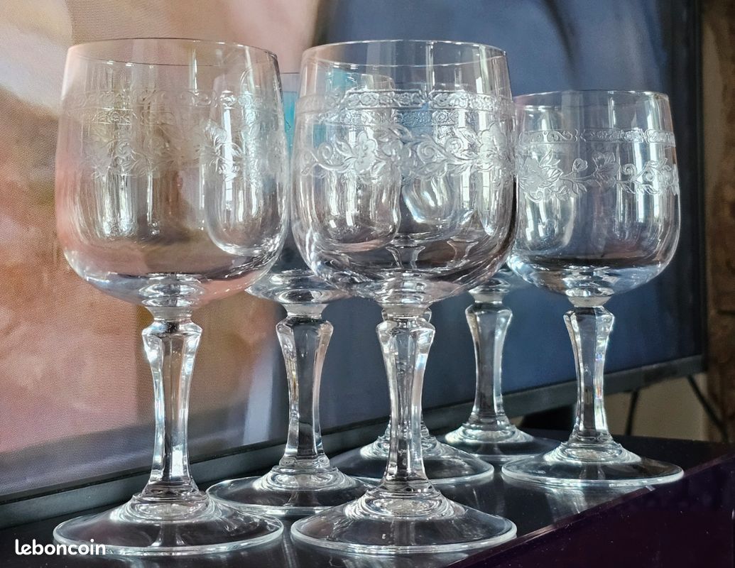6 VERRES WHISKY CRISTAL ST LOUIS MODELE OCEAN JAMBE TAILLEE 1925 Lot n° 2 EUR 109,90 - FR