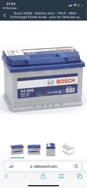 S4 008 BOSCH, PKW-Batterie, 12V 74Ah 680A