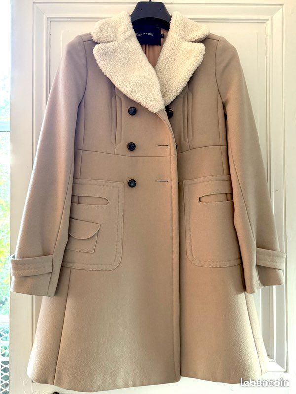 Manteau Tara Jarmon Taille 36 - Imprimé Fleuri, Matière Laine - Occasion Très Bon état, Couleur Beige