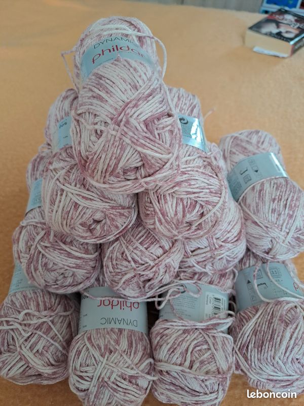 15 Pelotes De Laine Phildar Frimas – Couleur Prune – Lot Idéal Pour Tricot Et Crochet
