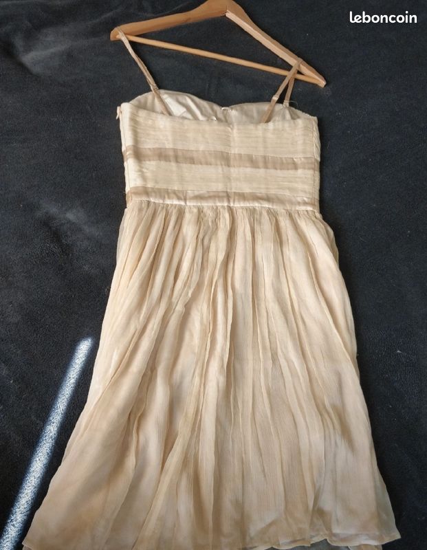 Robe bustier en soie beige Mango Taille S (image 2)