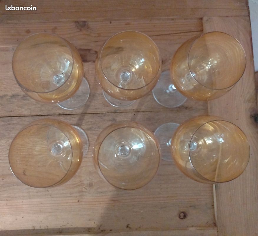 5 verre vin christal Ambre/doré avec pied torsadé (image 4)