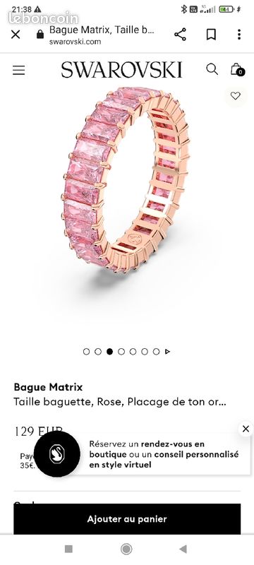 Bague Swarovski rose (image 2)