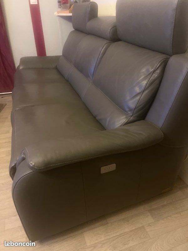 Canapé cuir gris électrique Poltron Sofa (image 5)