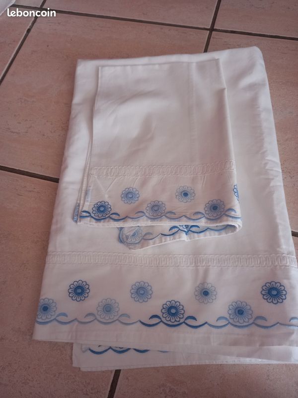 Parure de lit bébé 🤱dentelle bleue (image 1)