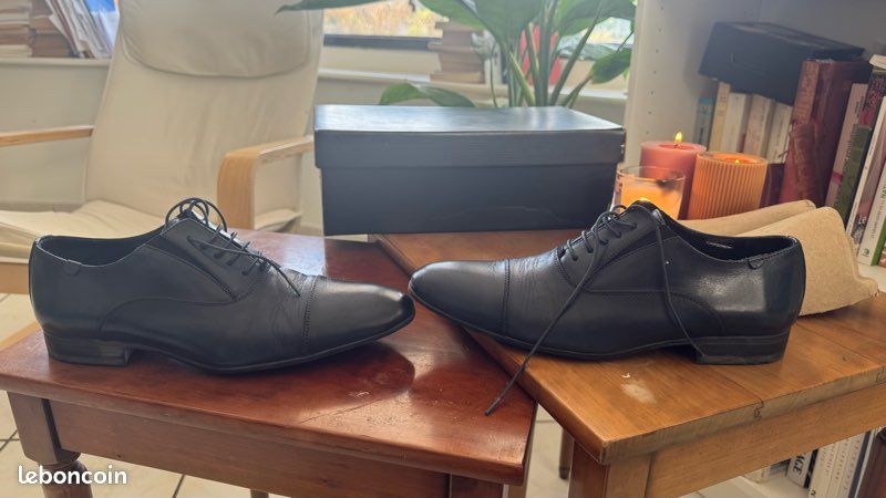 Chaussures Father and Sons en cuir bleu nuit-41 (image 4)
