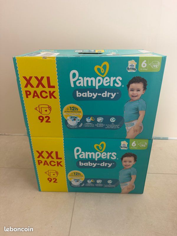 184 couches Pampers baby dry taille 6 (image 1)