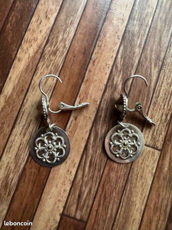 Boucles D'oreilles Pendantes Satellite Avec Cristaux Swarovski - Blanc Argenté, Occasion