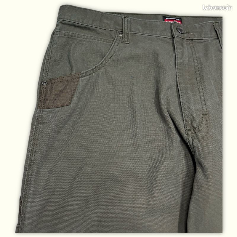 Pants Homme Wrangler W36 L30 Olive/Marron Coton Bon état Regular Normal Uni (image 3)