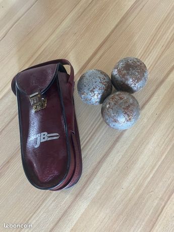 3 Boules De Pétanque Anciennes JB France Acier - Avec Sacoche
