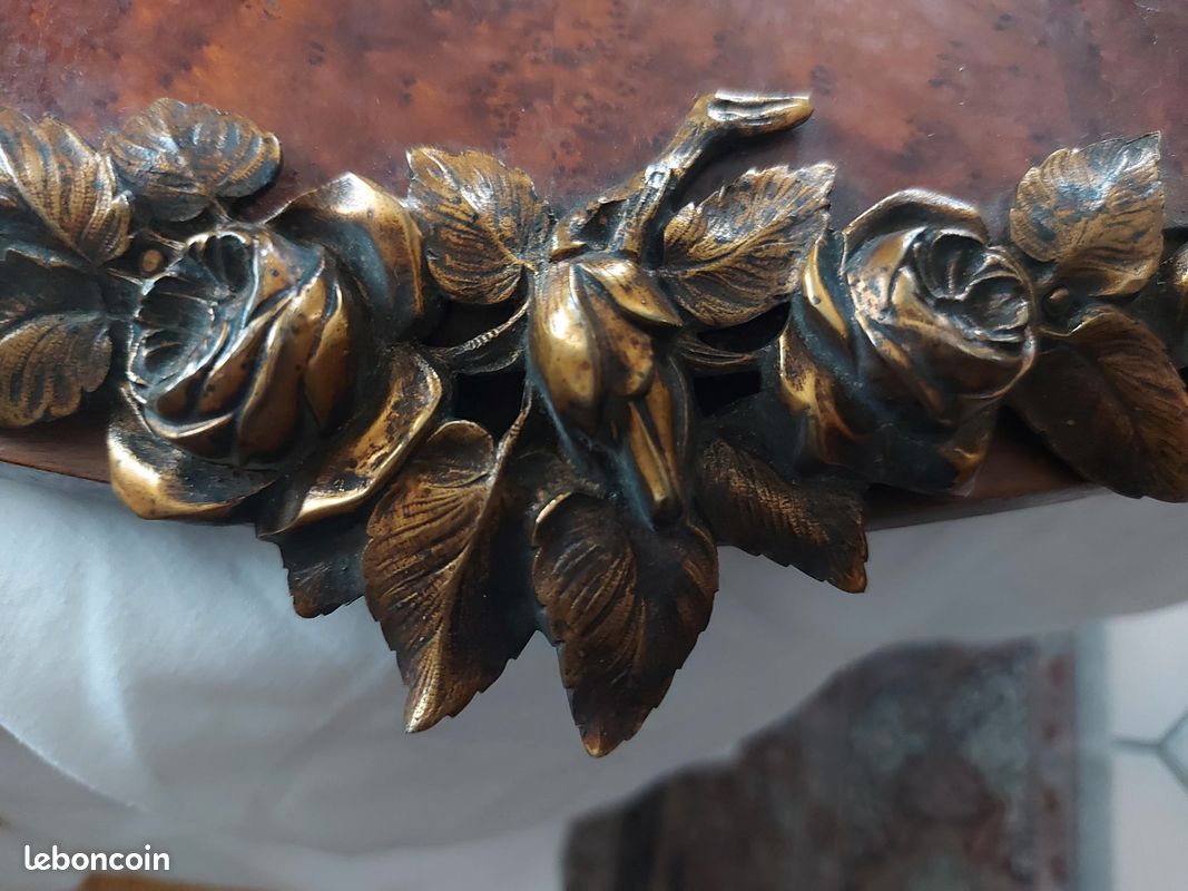 Miroir ancien style Louis-Philippe - Années 30 – Bois massif – Décor métal patiné (image 4)