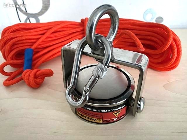 Mutuactor Aimant 300KG De Traction De Force De Force Magnétique Magnétique Verticale De Néodyme Fixé Avec La Corde De 15m Aimant De Pêche Pour La Chasse Au Trésor Dans L'eau