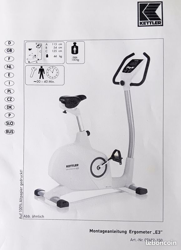 Kettler Ergometer E3 Vélo d'appartement avec ergomètre Gris