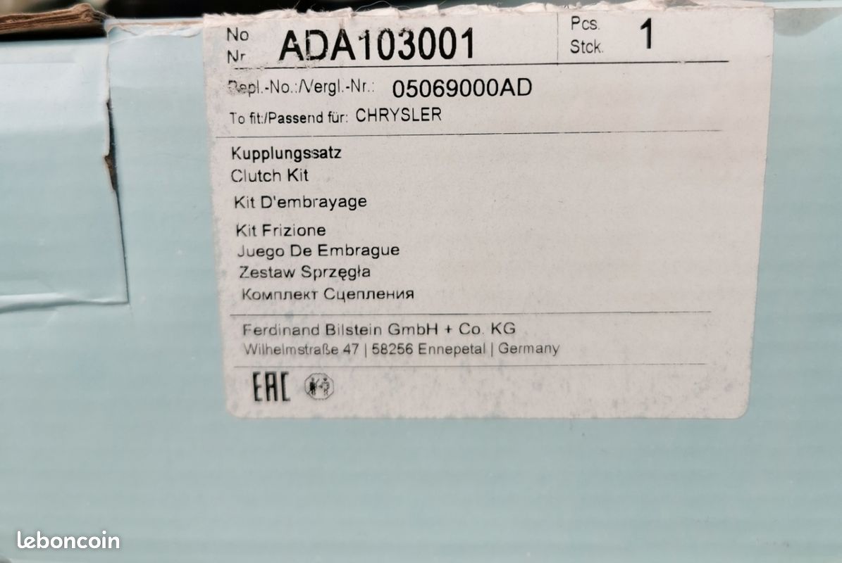 Kit embrayage NEUF – Blue Print ADA103001 – Chrysler Voyager 2.5 CRD (image 2)