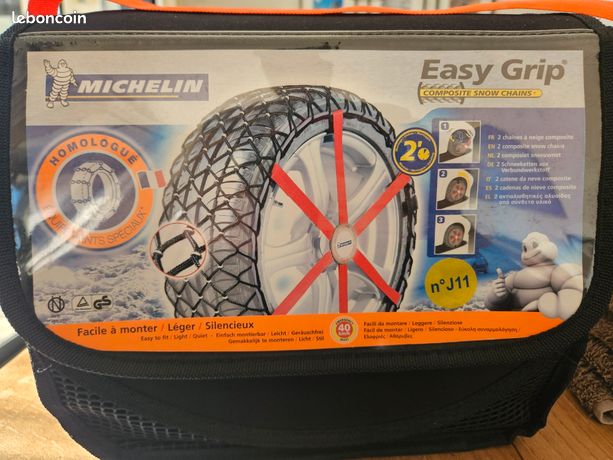 2 Chaînes à Neige MICHELIN EASY GRIP N°J11 – Neuves, Homologuées Neige/montagne – Avec Sac