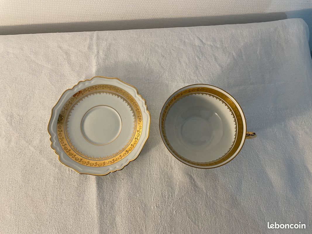 Tasse à thé / Déjeuner en porcelaine de Limoges ancienne (image 5)