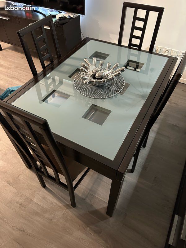 Ensemble Salle à Manger – Table en Verre + 4 Chaises + Meuble Buffet (image 8)