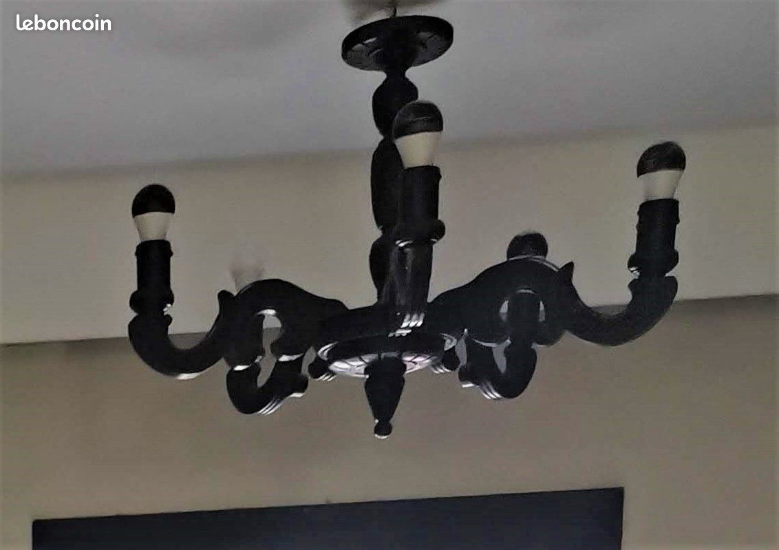 Grand lustre en bois 6 branches (image 1)