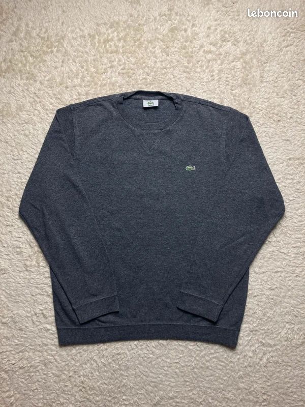 Sweat Crewneck Lacoste vintage gris foncé 100% Coton Taille S homme (image 2)