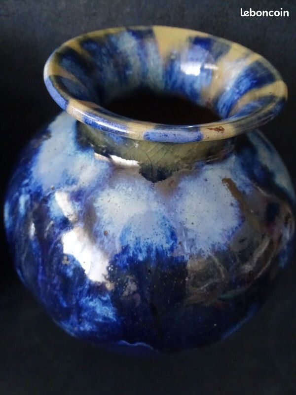 VENDUES / Vases Céramiques Grès du Morvan bleu + Alpho Alphonse Mouton design Art Nouveau rétro Vintage 1930's (image 14)