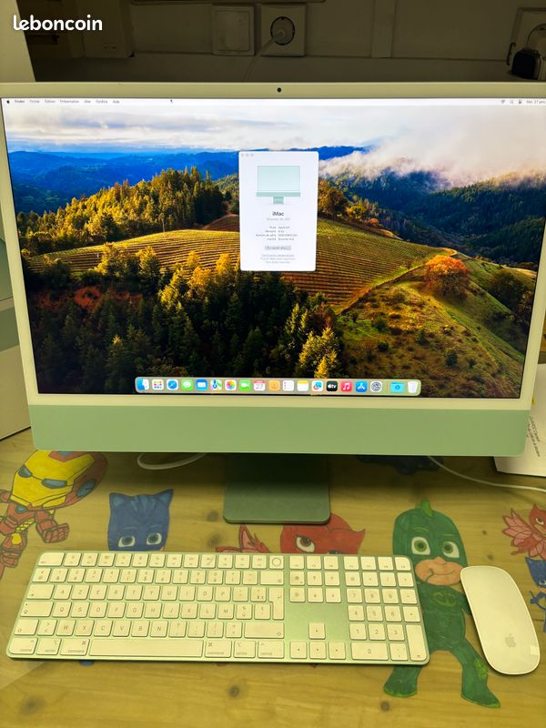 IMac 24” Jaune M1 – 256 Go – 8 Go RAM – Avec Clavier Et Souris – Comme Neuf (ouvert Jamais Servi)