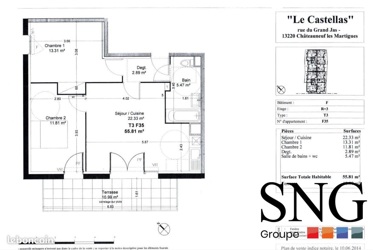 Appartement 3 pièces 56 m² · à Châteauneuf-les-Martigues · 56 m² · 993 €/mois