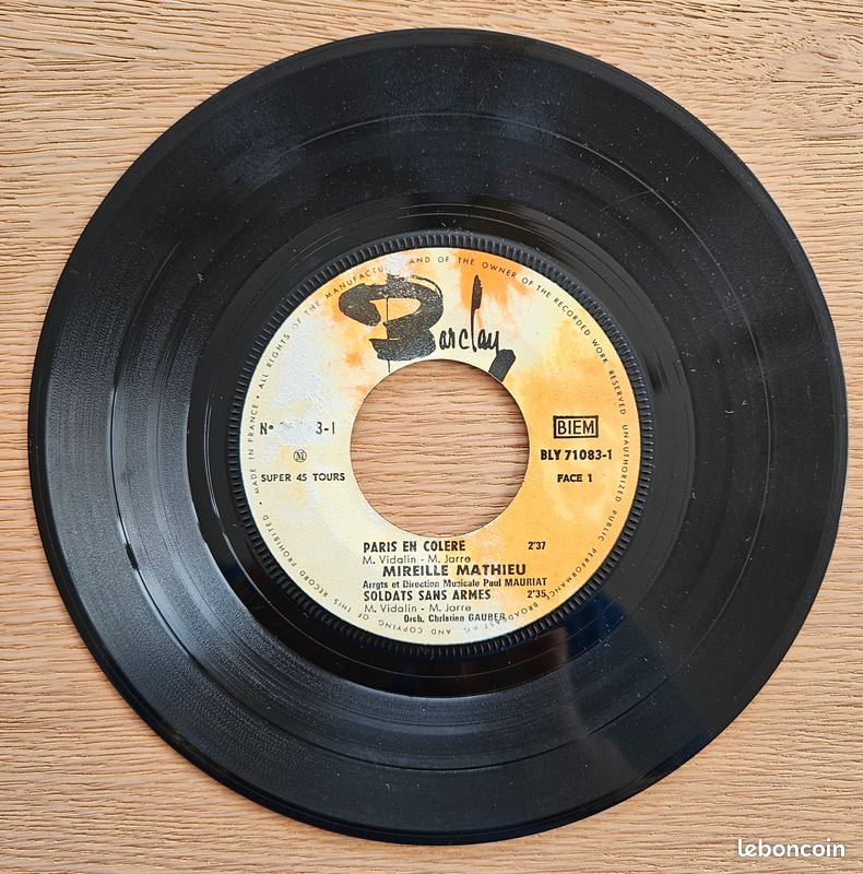 Lot 7 disques vinyle - 45 Tours - pour Juke-box : Christophe - Nicoletta - Richard Antony - Mireille Mathieu - Démis Roussos - Chantal Goya (image 7)