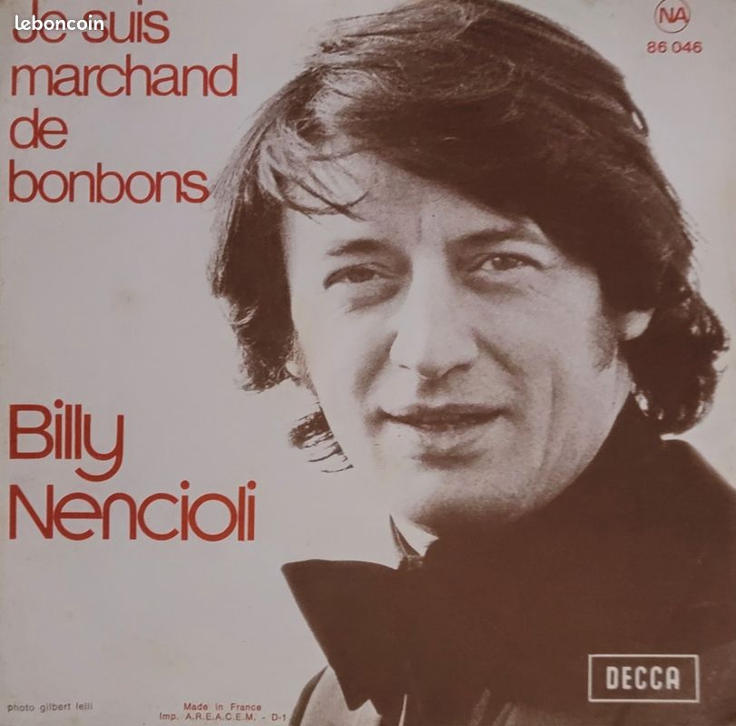 45 tours Billy Nencioli – Une fille en noir et blanc Decca 86.046 – 1965 – Très bon état (image 1)