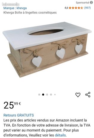 Boîte à Mouchoirs Décorative Khevga Style Campagne - Bois MDF Avec Motif Cœurs | Rangement Élégant
