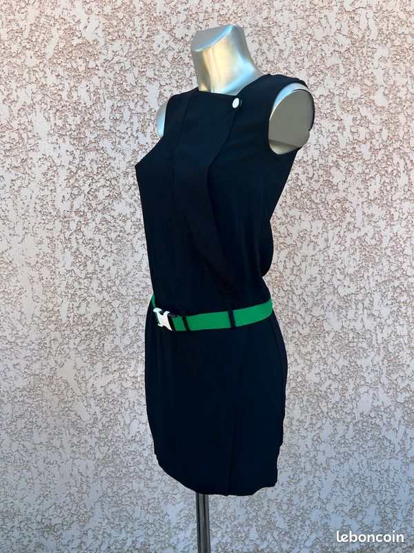 Robe Jeans Grise Cop Copine Taille 40 - Modèle Fourreau Sans Manches Avec Foulard