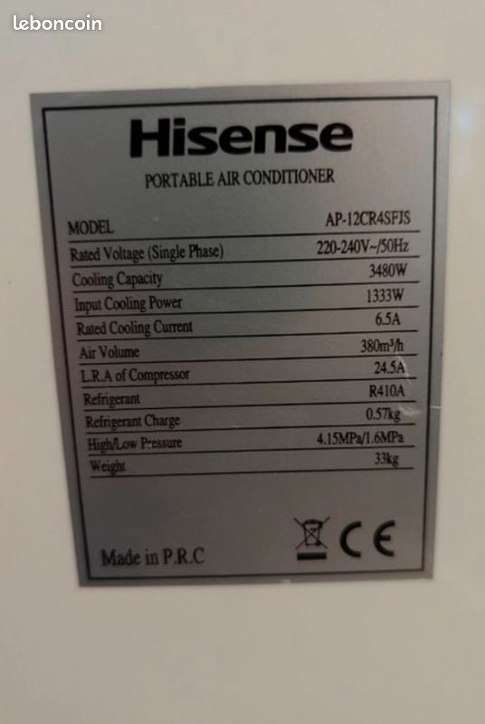 Climatiseur mobile Hisense 12000 BTU (image 3)