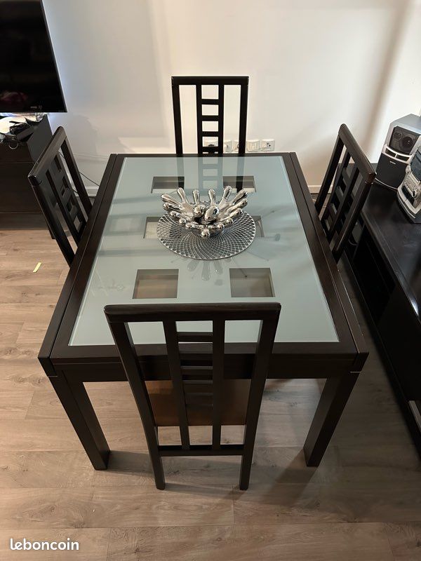 Ensemble Salle à Manger – Table en Verre + 4 Chaises + Meuble Buffet (image 5)