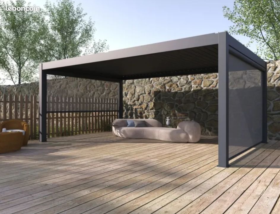 .🌿 Pergola bioclimatique IBIZA 5x4 m en aluminium avec 2 stores intégrés – DEVANOO (image 1)