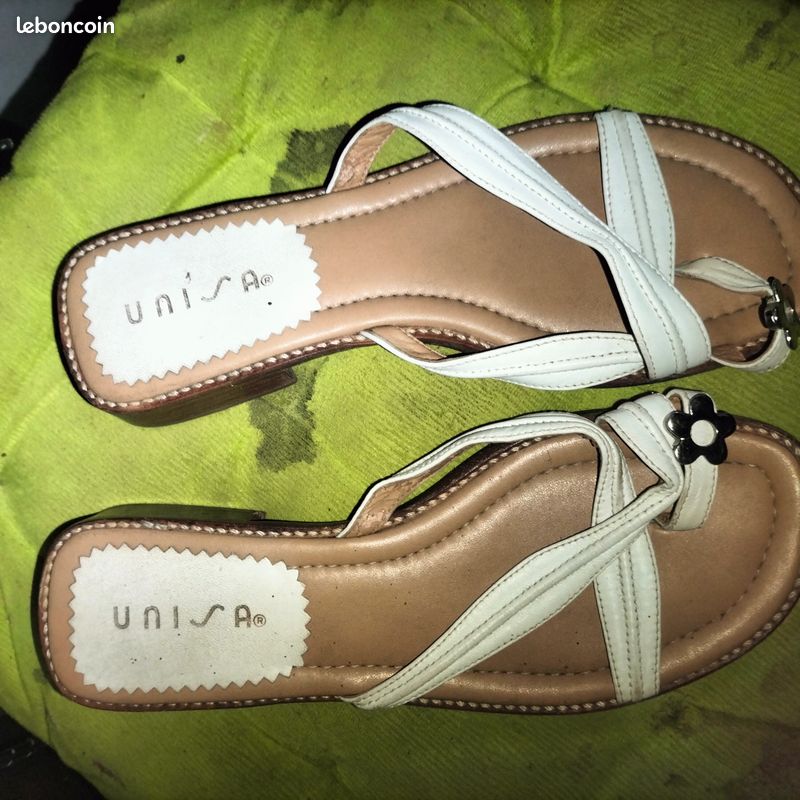 Sandales D'été En Cuir Nude Pointure 35 - Occasion Très Bon état, Sans Marque