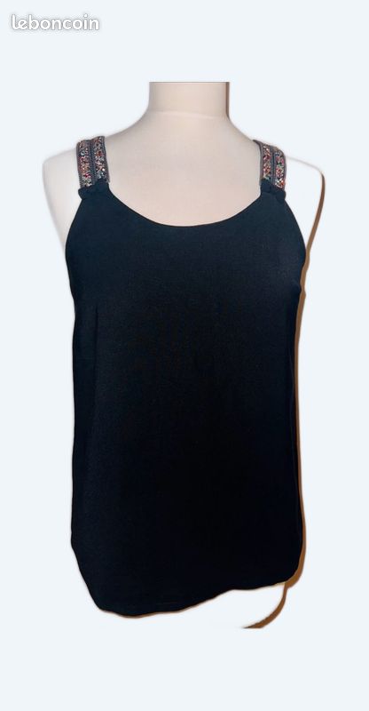 Top noir habillé color block T.M (image 1)