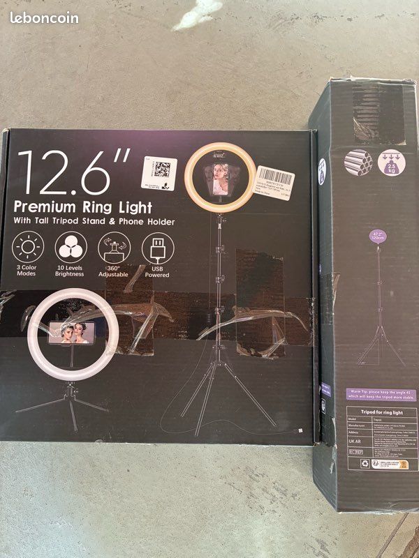 Ring Light LED 12,6” avec trépied et support smartphone – Neuf (image 1)