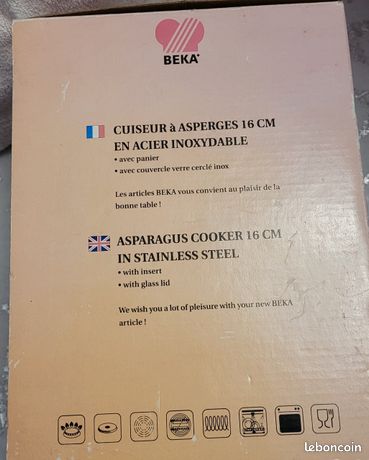 Beka Cuit-Asperges Inox 16cm - Couvercle Verre Tous Feux Induction